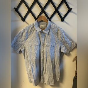 Tecovas Pearl Snap Shirt Mens XL Gray and White Short Sleeve